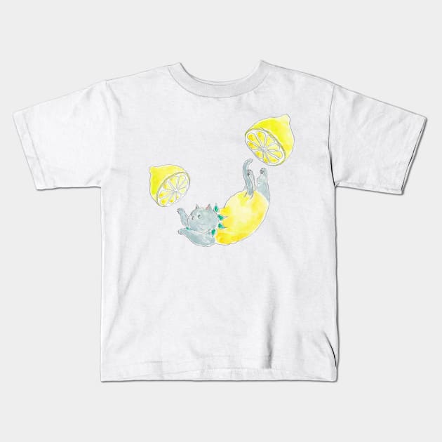 Lemon Cat Kids T-Shirt by TOCOROCOMUGI